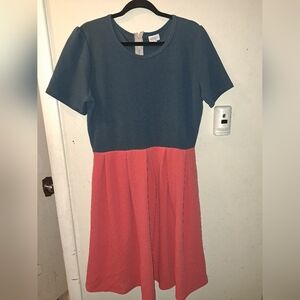 Stylish Blue and Pink 2XL Lularoe Amelia Dress